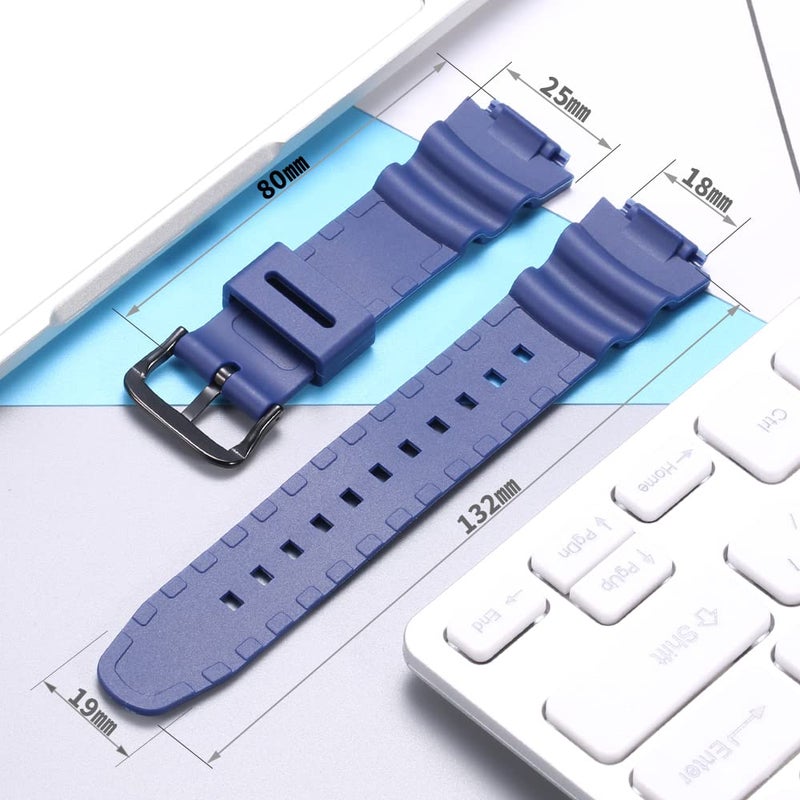 MCXGL Natural Resin Replacement Watch Band Compatible with Casio W218H W-219H AE1200WH AE-1300WH W800H SGW-300H F-108WH Waterproof Rubber strap - Image 3